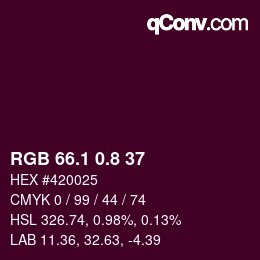 カラーコード: RGB 66.1 0.8 37 | qconv.com