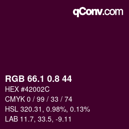 カラーコード: RGB 66.1 0.8 44 | qconv.com