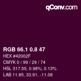 カラーコード: RGB 66.1 0.8 47 | qconv.com