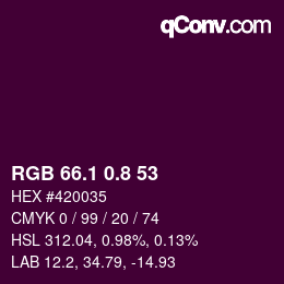 カラーコード: RGB 66.1 0.8 53 | qconv.com