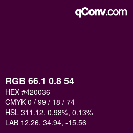 カラーコード: RGB 66.1 0.8 54 | qconv.com