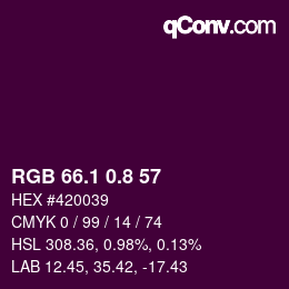カラーコード: RGB 66.1 0.8 57 | qconv.com