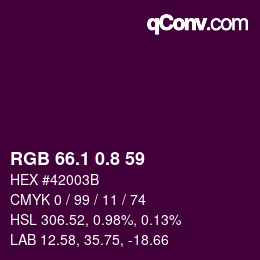 カラーコード: RGB 66.1 0.8 59 | qconv.com