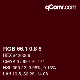 Color code: RGB 66.1 0.8 6 | qconv.com