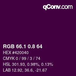 カラーコード: RGB 66.1 0.8 64 | qconv.com