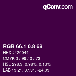 カラーコード: RGB 66.1 0.8 68 | qconv.com