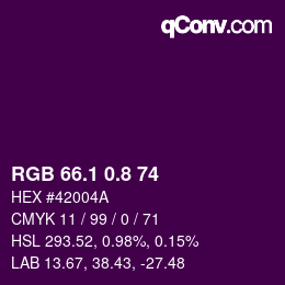 カラーコード: RGB 66.1 0.8 74 | qconv.com