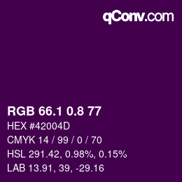 カラーコード: RGB 66.1 0.8 77 | qconv.com