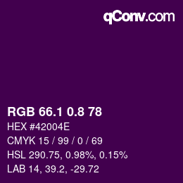 カラーコード: RGB 66.1 0.8 78 | qconv.com