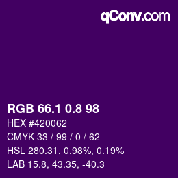 カラーコード: RGB 66.1 0.8 98 | qconv.com