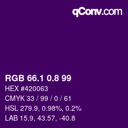カラーコード: RGB 66.1 0.8 99 | qconv.com