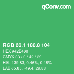 カラーコード: RGB 66.1 180.8 104 | qconv.com