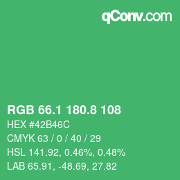 カラーコード: RGB 66.1 180.8 108 | qconv.com