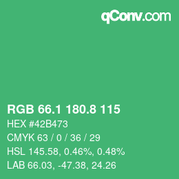 カラーコード: RGB 66.1 180.8 115 | qconv.com
