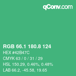 カラーコード: RGB 66.1 180.8 124 | qconv.com