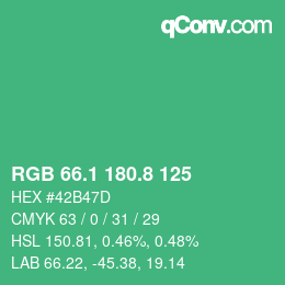 カラーコード: RGB 66.1 180.8 125 | qconv.com