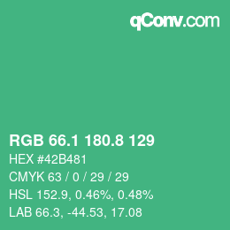 カラーコード: RGB 66.1 180.8 129 | qconv.com