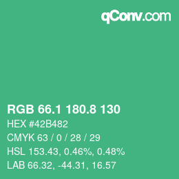 カラーコード: RGB 66.1 180.8 130 | qconv.com