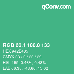 カラーコード: RGB 66.1 180.8 133 | qconv.com