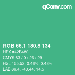 カラーコード: RGB 66.1 180.8 134 | qconv.com