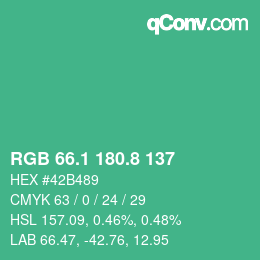 カラーコード: RGB 66.1 180.8 137 | qconv.com
