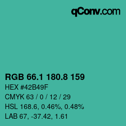 Color code: RGB 66.1 180.8 159 | qconv.com