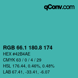 Color code: RGB 66.1 180.8 174 | qconv.com