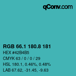 カラーコード: RGB 66.1 180.8 181 | qconv.com