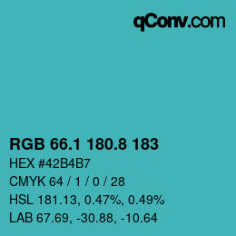 Color code: RGB 66.1 180.8 183 | qconv.com