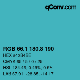 カラーコード: RGB 66.1 180.8 190 | qconv.com