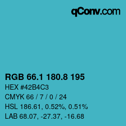 カラーコード: RGB 66.1 180.8 195 | qconv.com