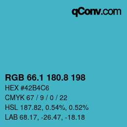 Farbcode: RGB 66.1 180.8 198 | qconv.com