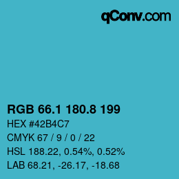 Color code: RGB 66.1 180.8 199 | qconv.com