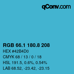 Color code: RGB 66.1 180.8 208 | qconv.com