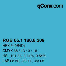 カラーコード: RGB 66.1 180.8 209 | qconv.com