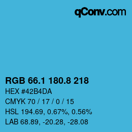 Color code: RGB 66.1 180.8 218 | qconv.com