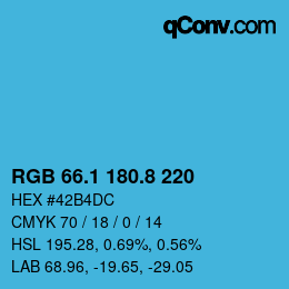 カラーコード: RGB 66.1 180.8 220 | qconv.com