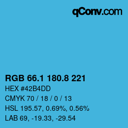 Color code: RGB 66.1 180.8 221 | qconv.com