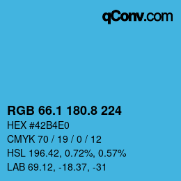 カラーコード: RGB 66.1 180.8 224 | qconv.com