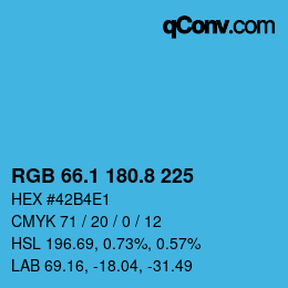 カラーコード: RGB 66.1 180.8 225 | qconv.com