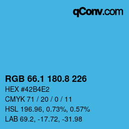 Color code: RGB 66.1 180.8 226 | qconv.com