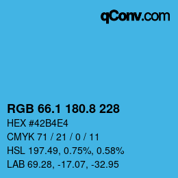 カラーコード: RGB 66.1 180.8 228 | qconv.com