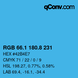 カラーコード: RGB 66.1 180.8 231 | qconv.com