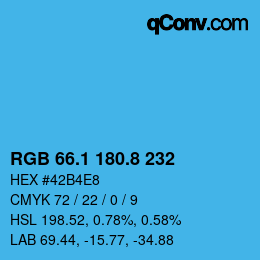Farbcode: RGB 66.1 180.8 232 | qconv.com