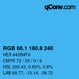 Color code: RGB 66.1 180.8 240 | qconv.com