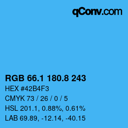 カラーコード: RGB 66.1 180.8 243 | qconv.com