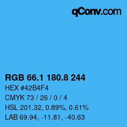 カラーコード: RGB 66.1 180.8 244 | qconv.com