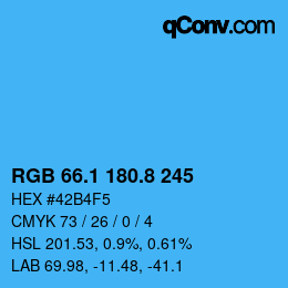 Color code: RGB 66.1 180.8 245 | qconv.com