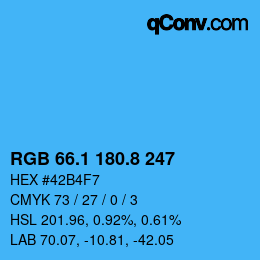 カラーコード: RGB 66.1 180.8 247 | qconv.com