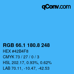 カラーコード: RGB 66.1 180.8 248 | qconv.com